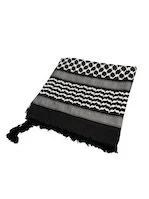 White on Black Palestinian Style Cotton Keffiyeh